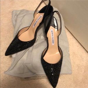 Manolo Blahnik black sequin shoes